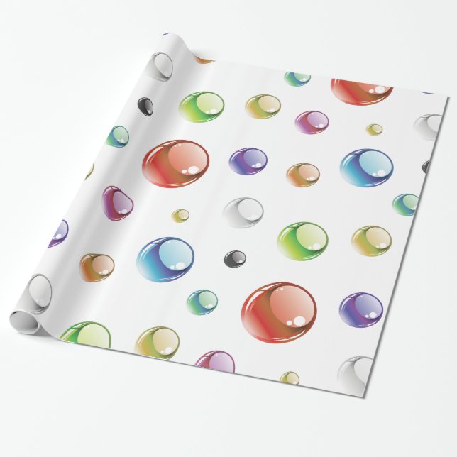 Papier Cadeau Motif de bulle d'arc-en-ciel (Déroulé)