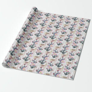 Papier Cadeau Motif de cactus d'aquarelle