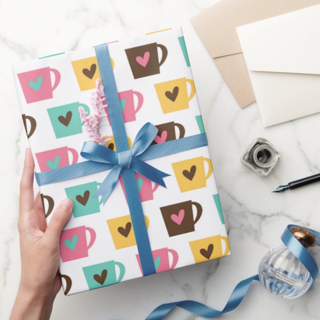 Papier Cadeau Motif de café et de beignet  (Cadeaux)