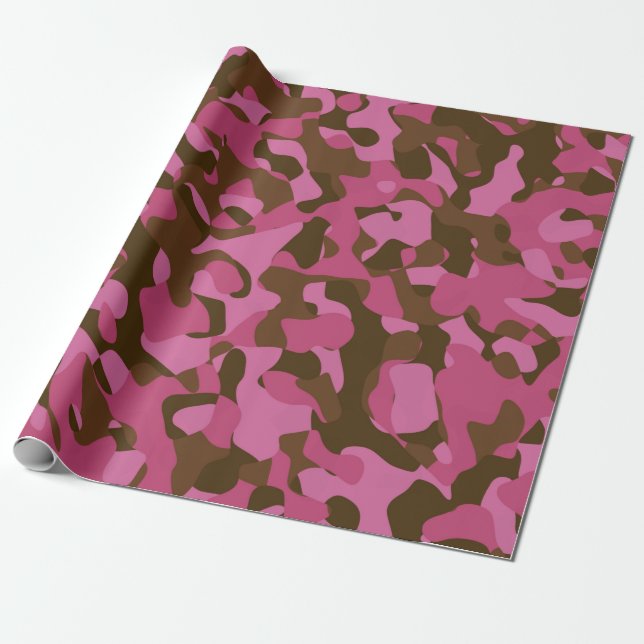 Papier Cadeau Motif de camouflage Brown rose (Déroulé)