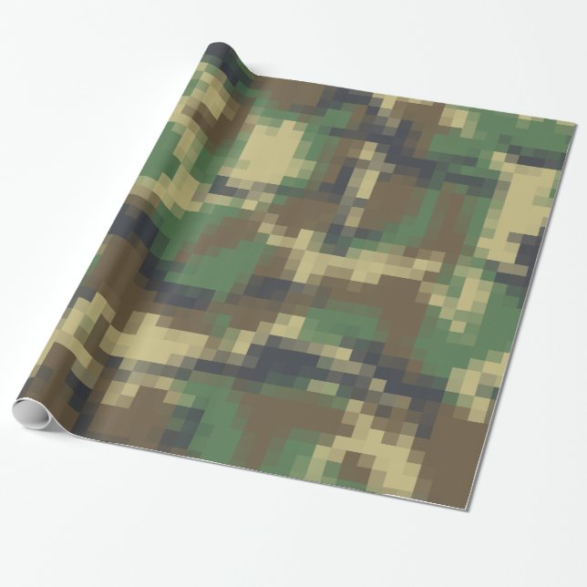 Papier Cadeau Motif de camouflage de pixel de Digitals (Déroulé)