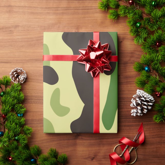 Papier Cadeau Motif de camouflage kaki (Cadeau de vacances)