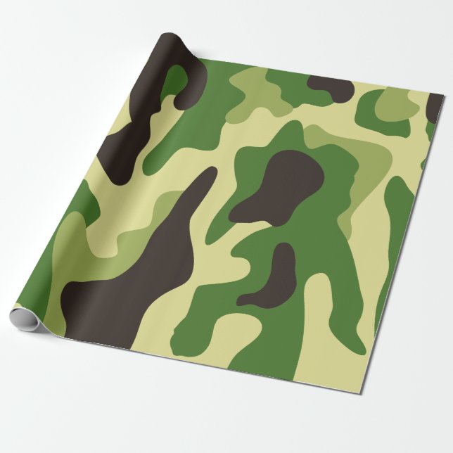 Papier Cadeau Motif de camouflage kaki (Déroulé)