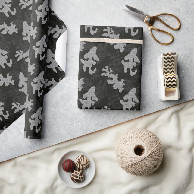 Papier Cadeau Motif de camouflage noir (Artisanat)