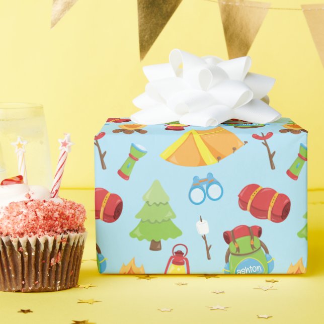 Papier Cadeau Motif de camp d'été personnalisé (Fête d'anniversaire)
