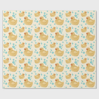 Papier Cadeau Motif de canard en caoutchouc aquarelle jaune mign