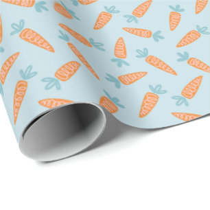 Papier Cadeau Motif de carottes mignon sur bleu clair