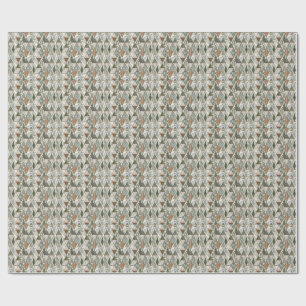 Papier Cadeau Motif de carreaux de feuille de pin et de marbre d