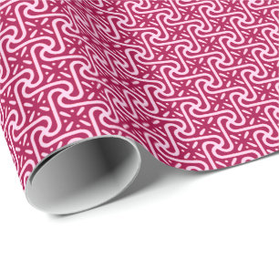 Papier Cadeau Motif de carreaux égyptien, bordeaux et rose