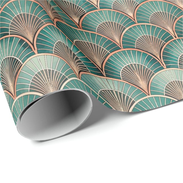 Papier Cadeau Motif de carrelage Art Déco mignon  (Coin rond)
