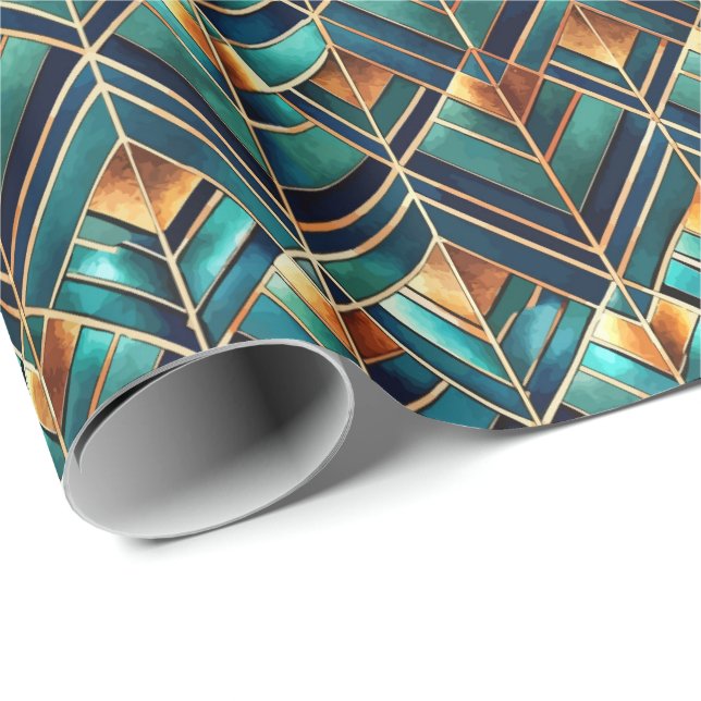 Papier Cadeau Motif de carrelage Art Déco mignon  (Coin rond)
