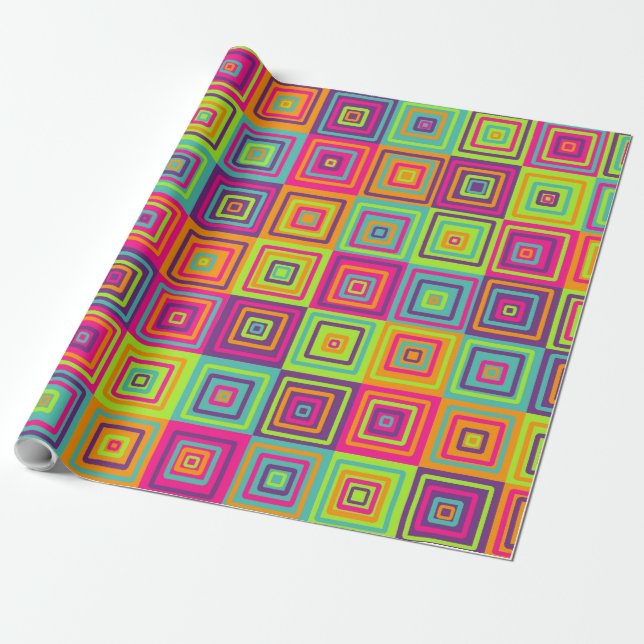 Papier Cadeau Motif de carrés (Déroulé)