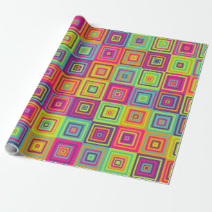 Papier Cadeau Motif de carrés géométriques colorés