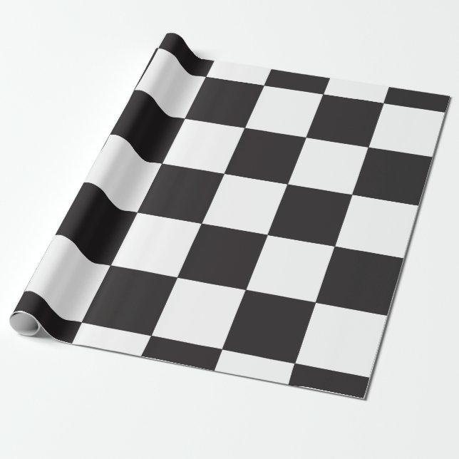 Papier Cadeau motif de carte À damiers noir et blanc (Déroulé)