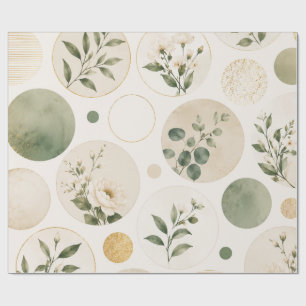 Papier Cadeau Motif de cercle botanique neutre