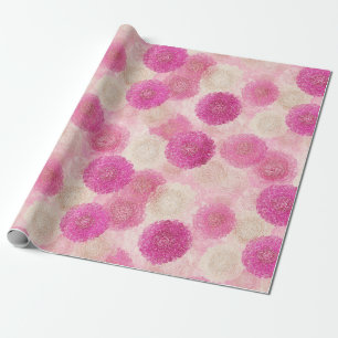 Papier Cadeau Motif de cercle en dentelle florale abstraite rose