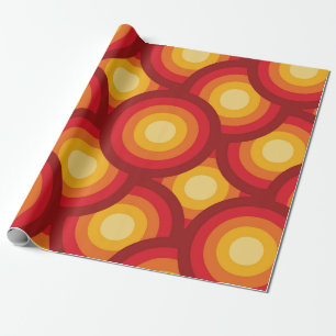 Papier Cadeau Motif de cercles groovy géométriques rétro des ann