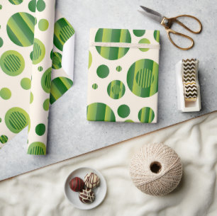 Papier Cadeau : Motif de cercles verts abstraits avec des lignes