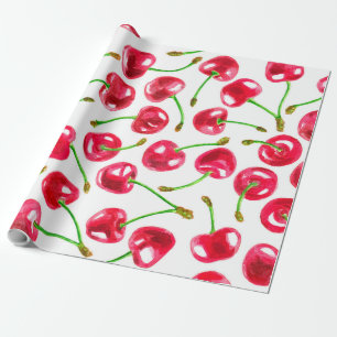 Papier Cadeau Motif de cerises d'aquarelle
