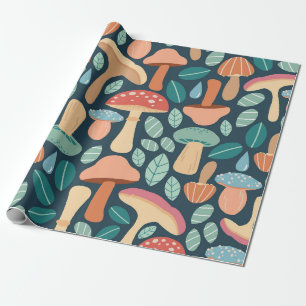 Papier Cadeau Motif de champignon forestier enchanté