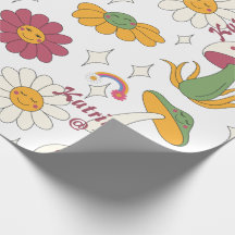 Motif de champignons colorés, arc-en-ciel et margu