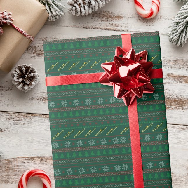 Papier Cadeau Motif de chandail de Noël Trombone Mignon (Créateur téléchargé)