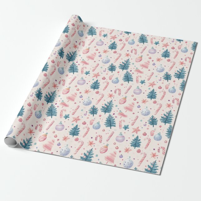 Papier Cadeau "Motif de charme de vacances Sugarplum" (Déroulé)