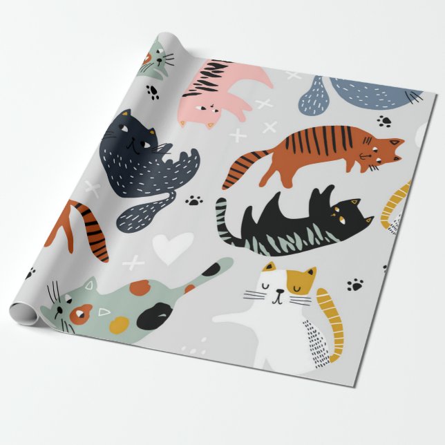 Papier Cadeau Motif de chat (Déroulé)