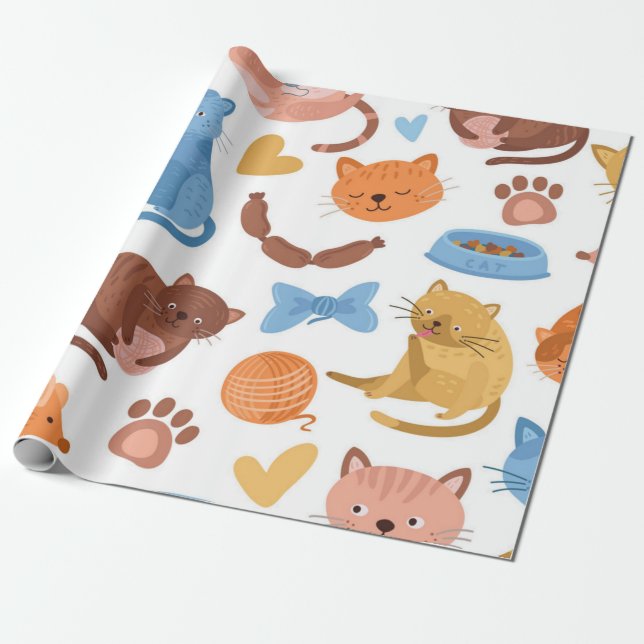 Papier Cadeau Motif de chat (Déroulé)