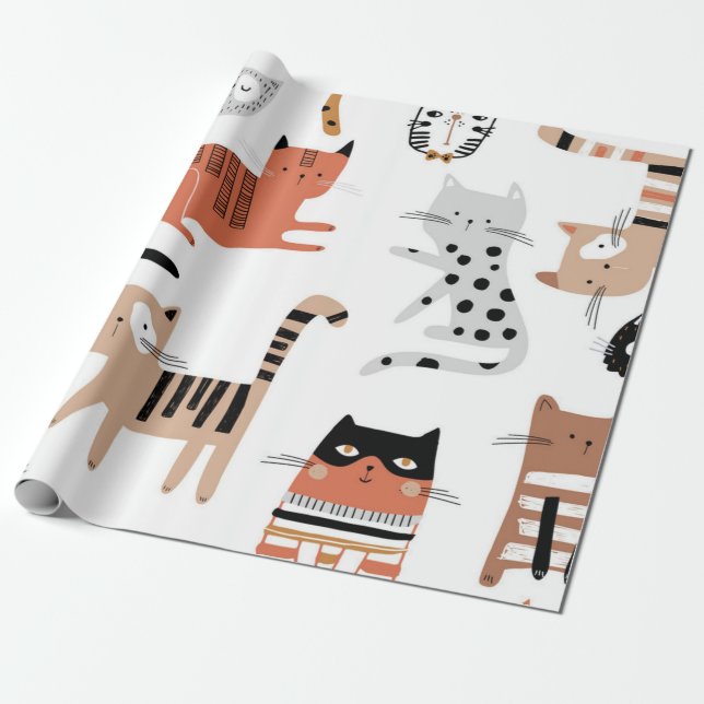 Papier Cadeau Motif de chat (Déroulé)