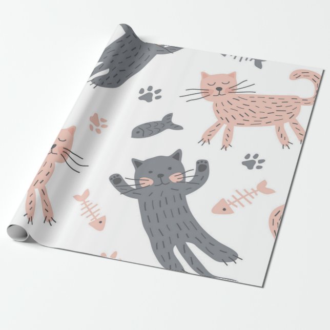 Papier Cadeau Motif de chat (Déroulé)