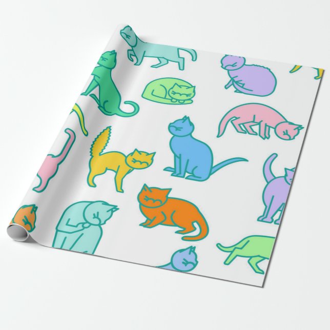 Papier Cadeau Motif de chat (Déroulé)