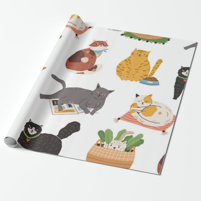 Papier Cadeau Motif de chat (Déroulé)