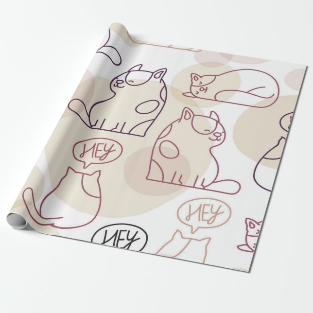 Papier Cadeau Motif de chat (Déroulé)