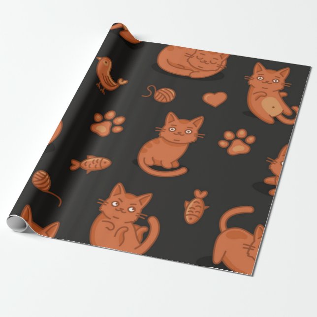 Papier Cadeau Motif de chat (Déroulé)