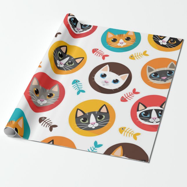 Papier Cadeau Motif de chat (Déroulé)