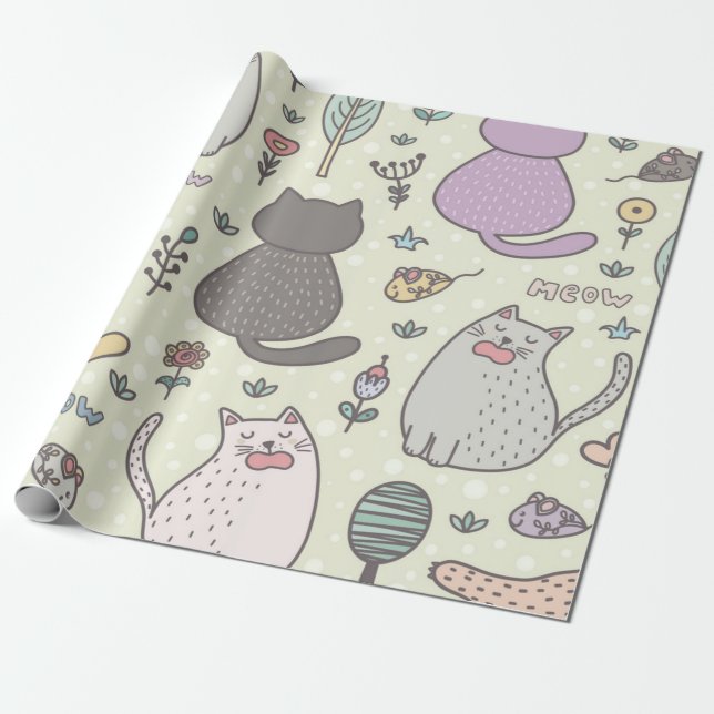 Papier Cadeau Motif de chat (Déroulé)