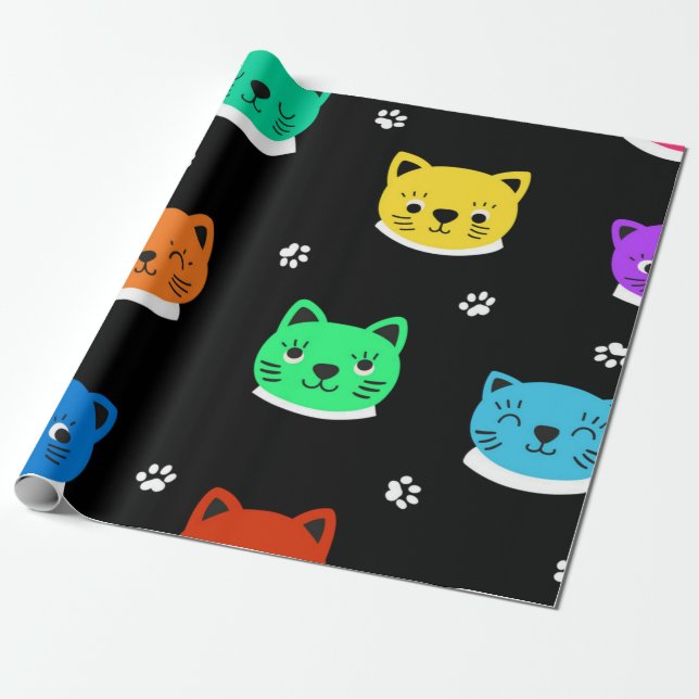 Papier Cadeau Motif de chat (Déroulé)