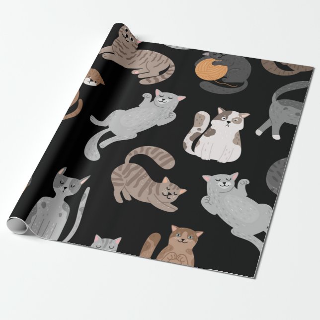 Papier Cadeau Motif de chat (Déroulé)