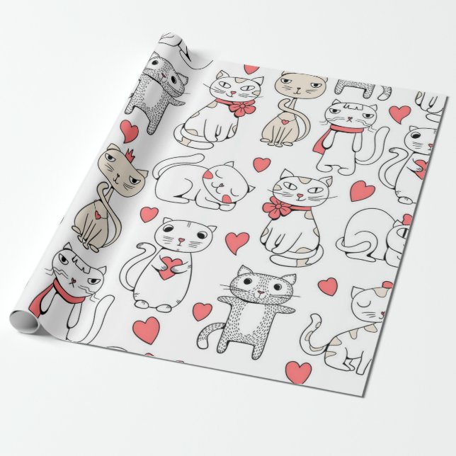 Papier Cadeau Motif de chat (Déroulé)