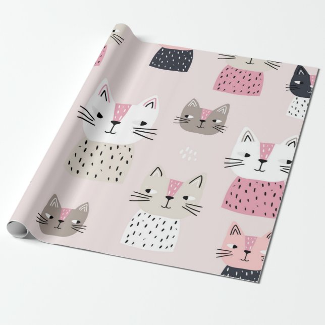 Papier Cadeau Motif de chat (Déroulé)