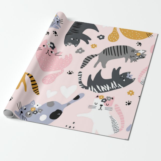 Papier Cadeau Motif de chat (Déroulé)