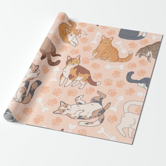 Papier Cadeau Motif de chat (Déroulé)
