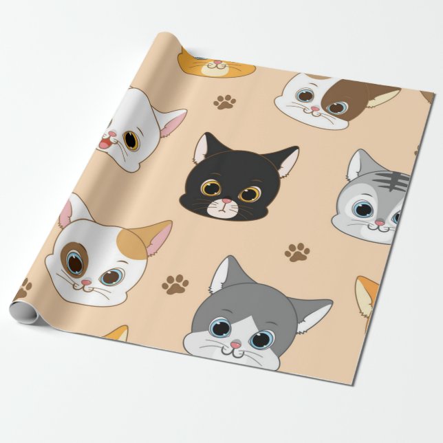 Papier Cadeau Motif de chat (Déroulé)
