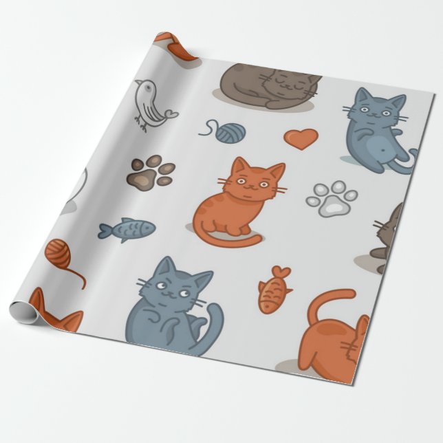 Papier Cadeau Motif de chat (Déroulé)