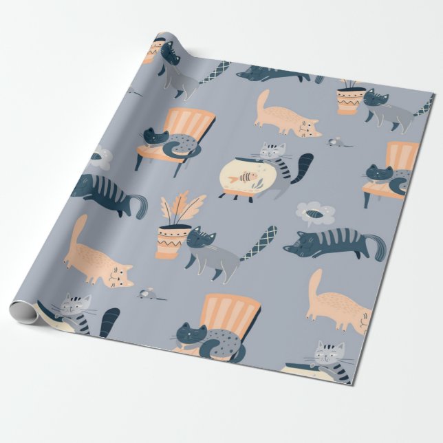 Papier Cadeau Motif de chat (Déroulé)