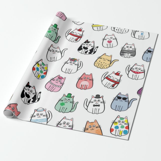 Papier Cadeau Motif de chat (Déroulé)