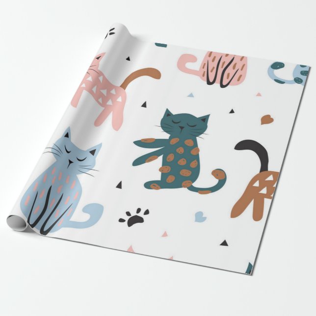 Papier Cadeau Motif de chat (Déroulé)