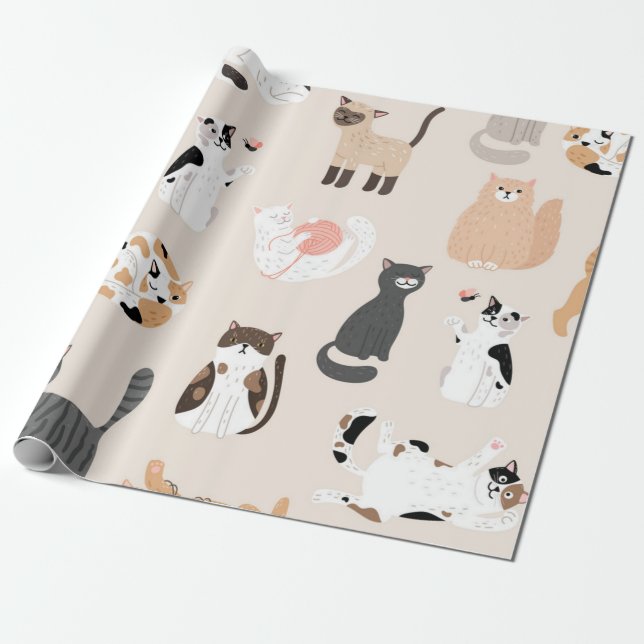 Papier Cadeau Motif de chat (Déroulé)