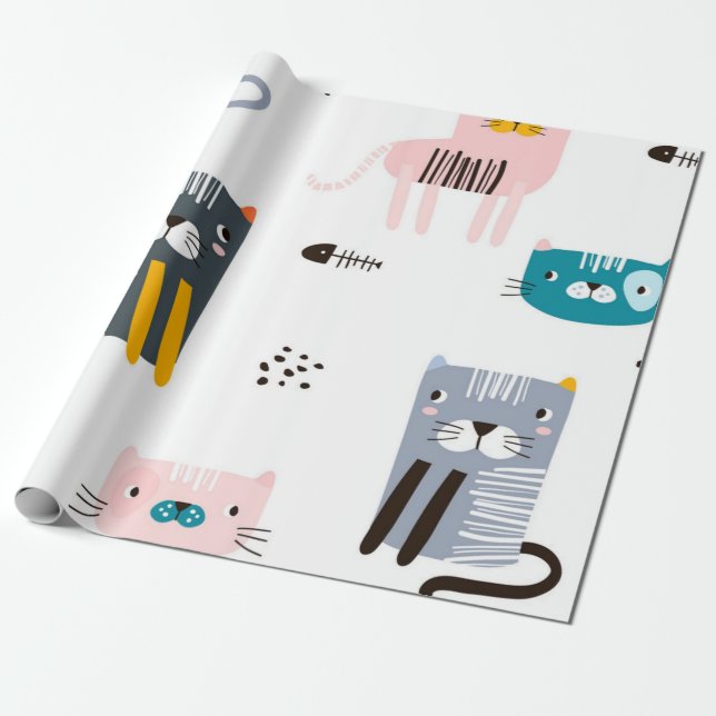 Papier Cadeau Motif de chat (Déroulé)